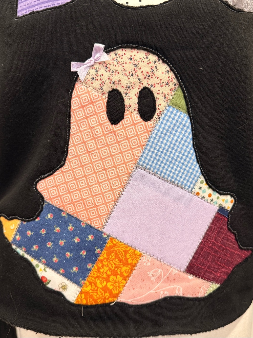 OOAK Halloween Ghost Patchwork Appliqué Cropped Hoodie NWT S - Picture 6 of 11